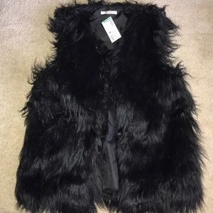 black fur vest